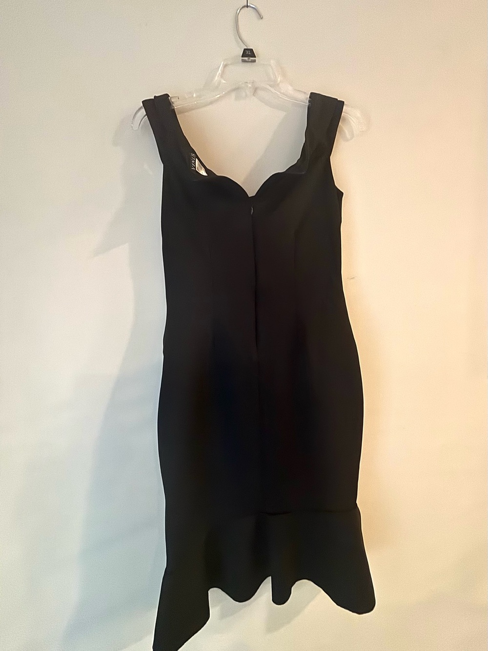 VENUS Black Sleeveless Fitted Midi Dress with Fluted Hem